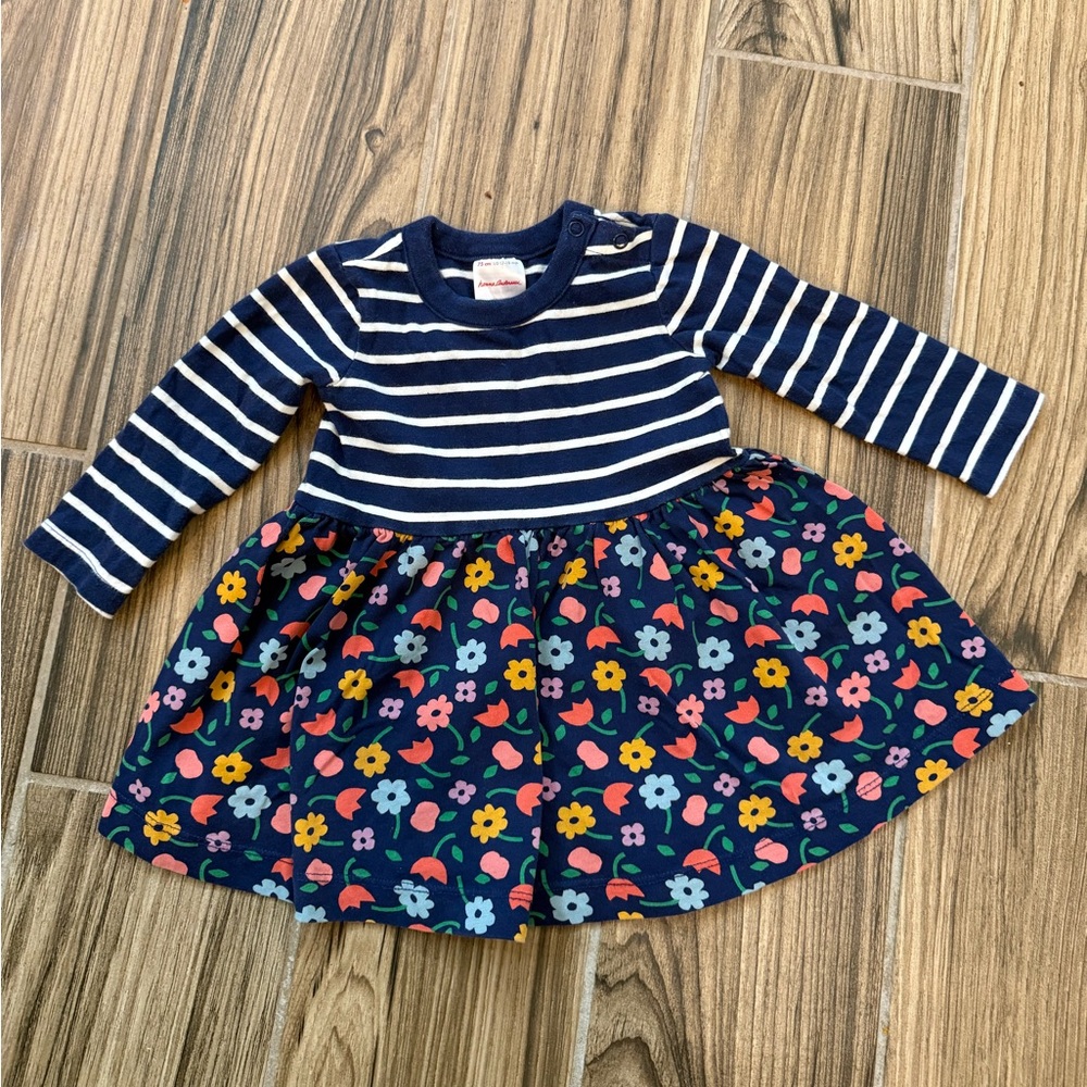 Hanna Andersson Navy Striped and Floral Top 12-18M